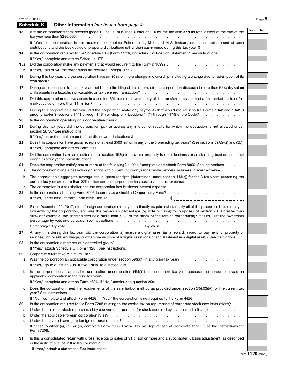 Irs form 1120 download fillable pdf or fill online u s corporation