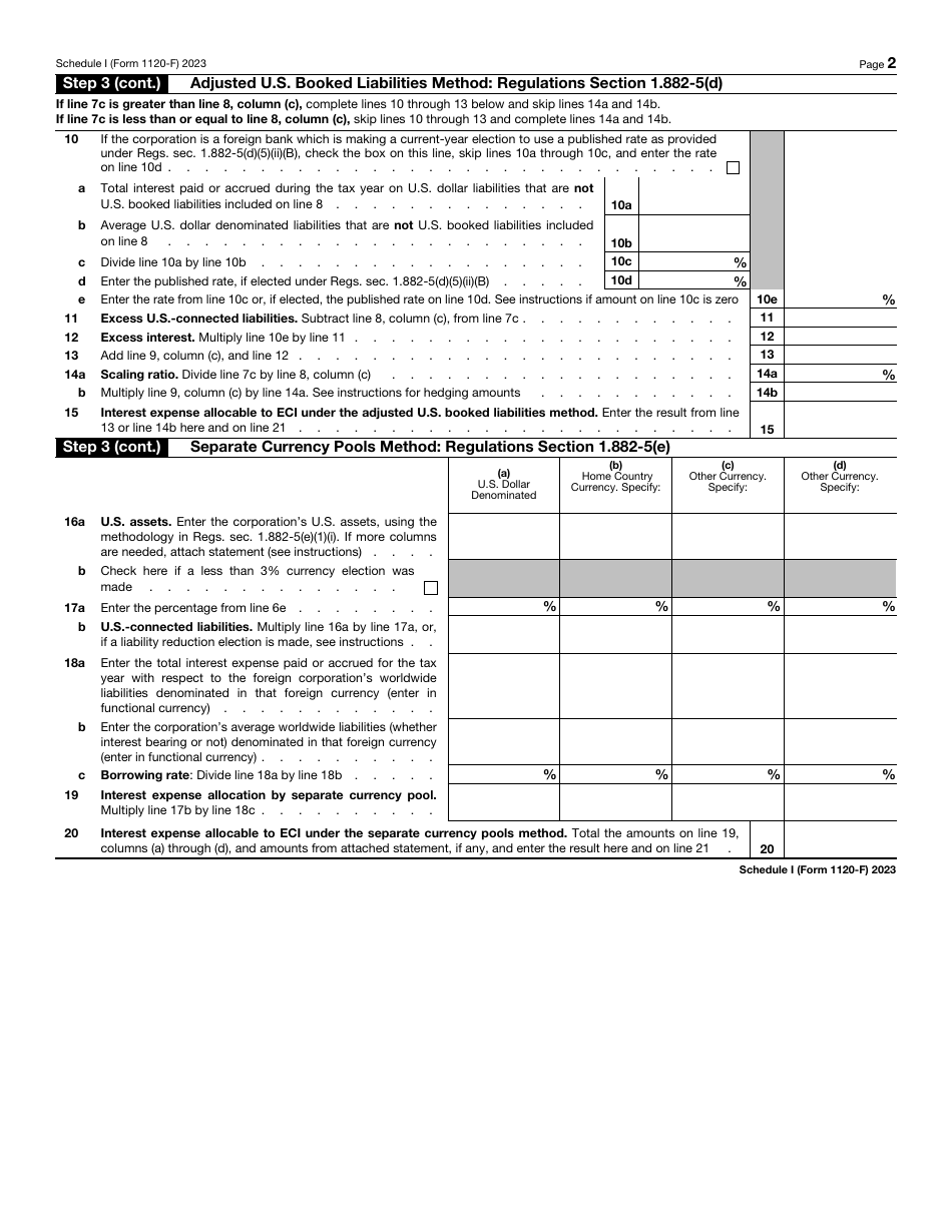IRS Form 1120-F Schedule I Interest Expense Allocation Under Regulations Section 1.882-5, Page 2