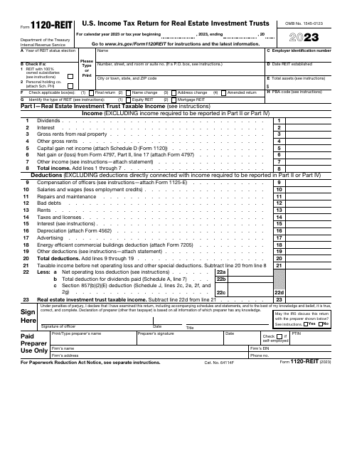 IRS Form 1120-REIT U.S. Income Tax Return for Real Estate Investment Trusts, 2023