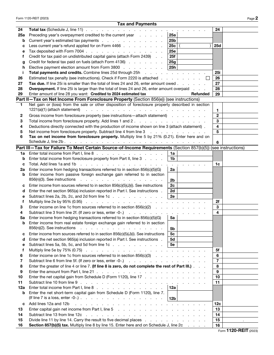 IRS Form 1120-REIT U.S. Income Tax Return for Real Estate Investment Trusts, Page 2