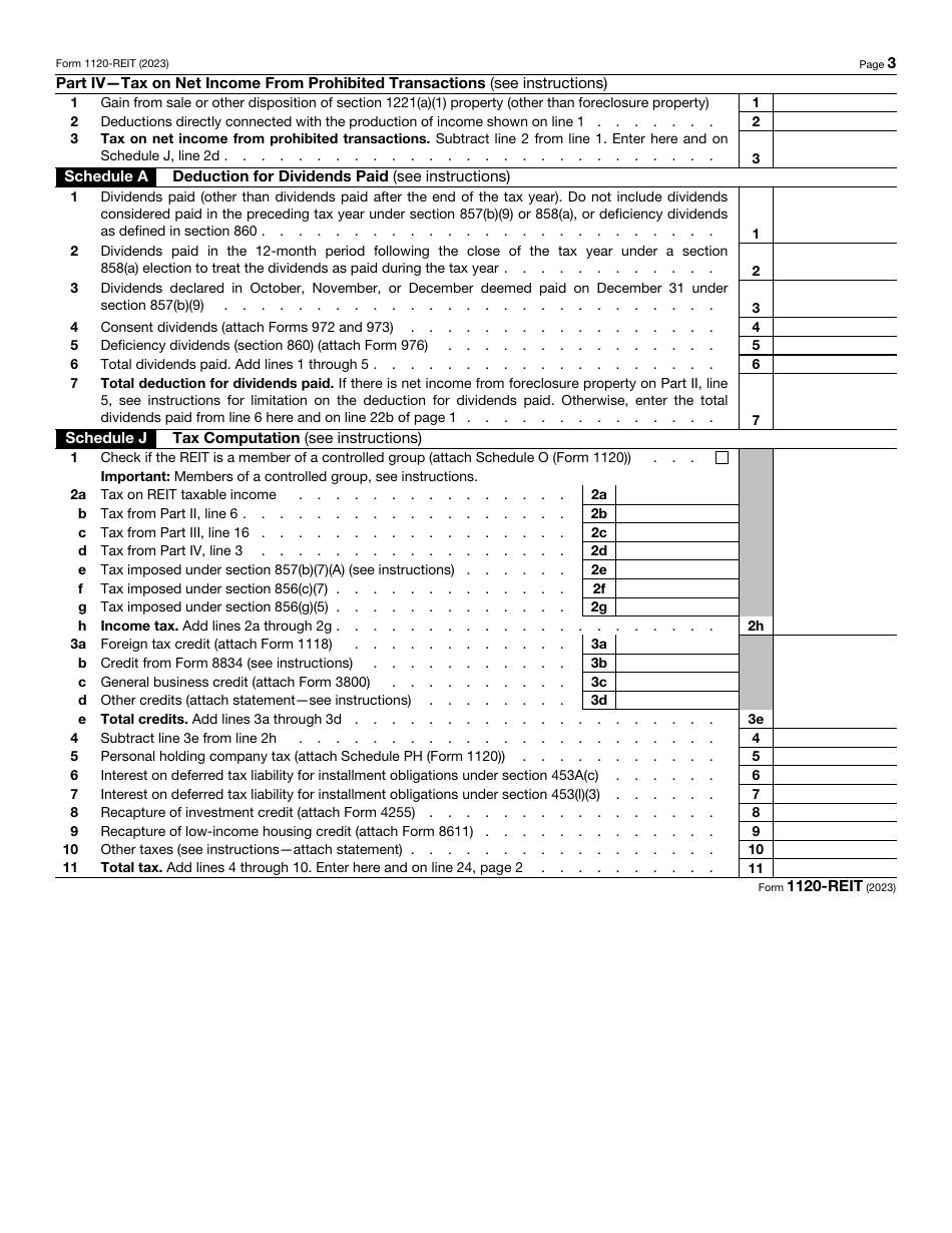 IRS Form 1120-REIT U.S. Income Tax Return for Real Estate Investment Trusts, Page 3