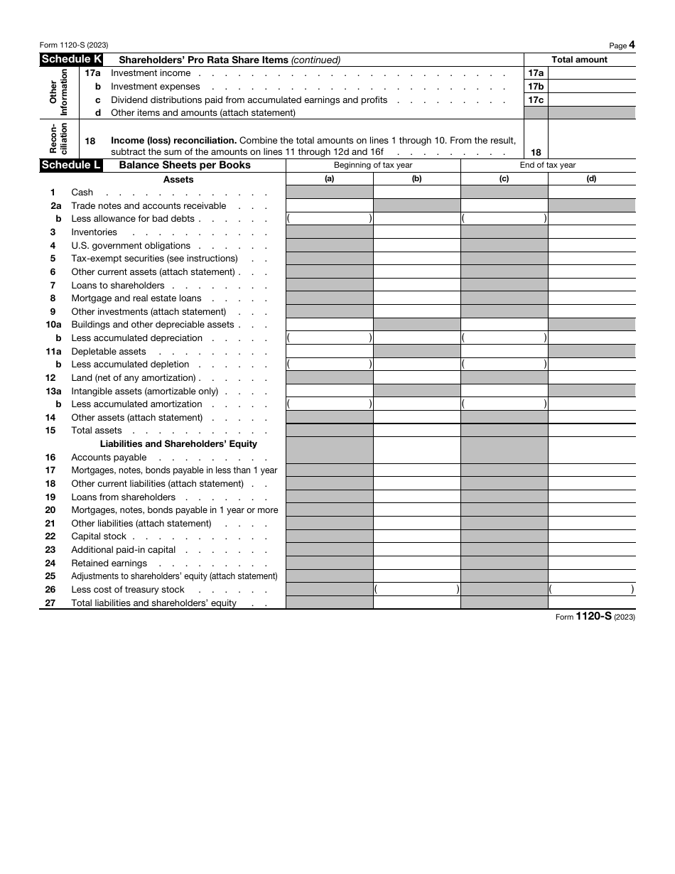 IRS Form 1120-S U.S. Income Tax Return for an S Corporation, Page 4