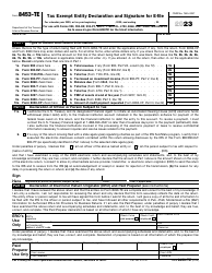 Document preview: IRS Form 8453-TE Tax Exempt Entity Declaration and Signature for E-File, 2023