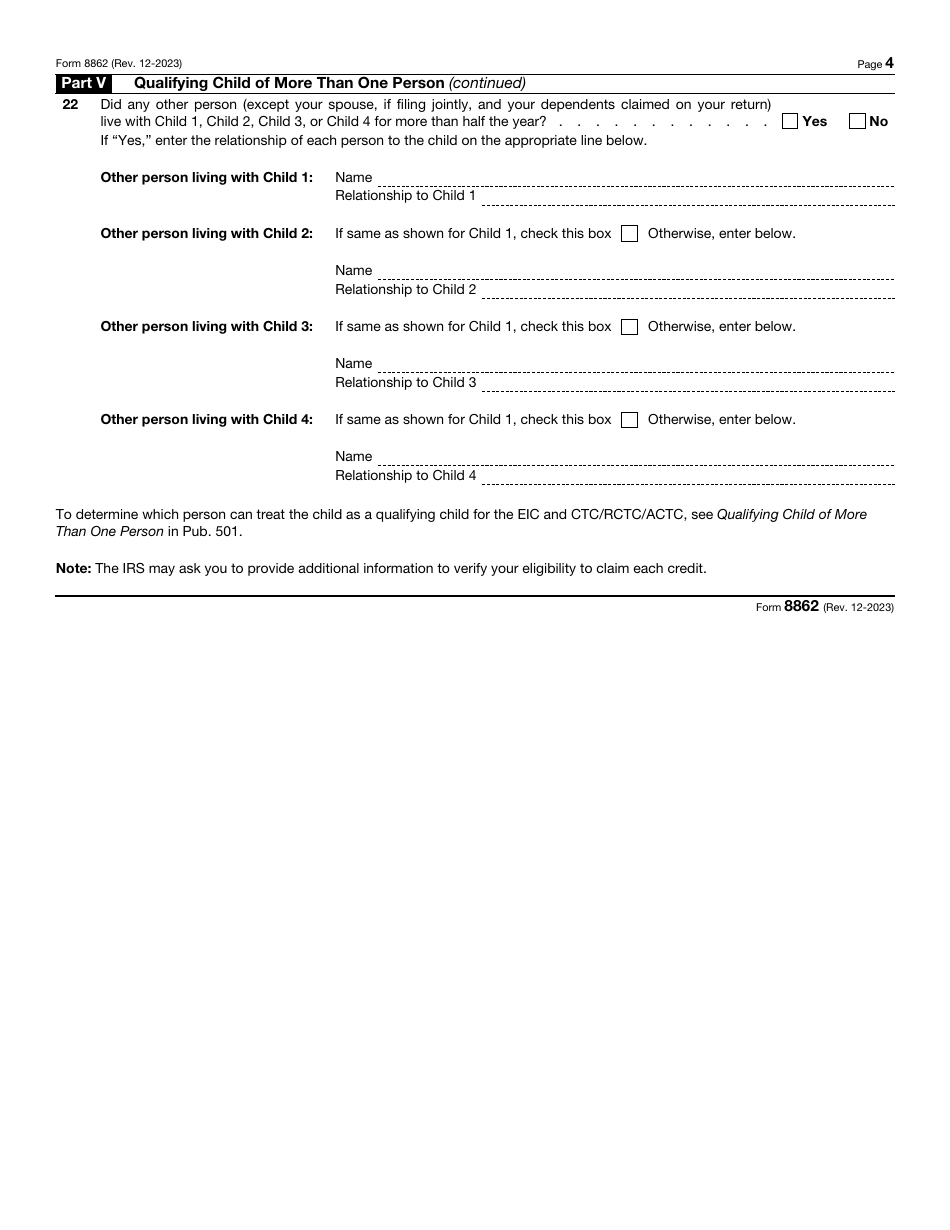IRS Form 8862 Information to Claim Certain Credits After Disallowance, Page 4