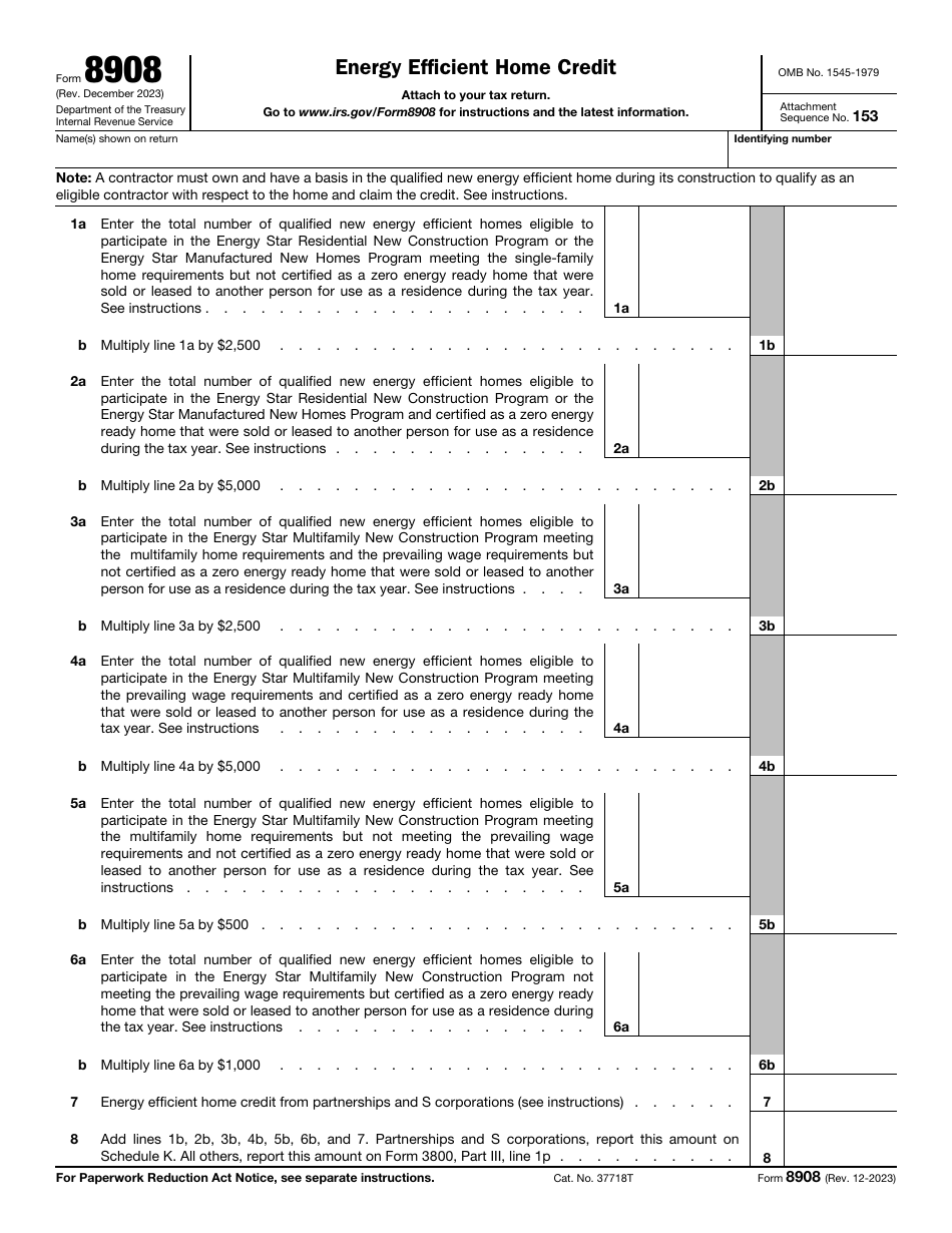 IRS Form 8908 Download Fillable PDF or Fill Online Energy Efficient ...