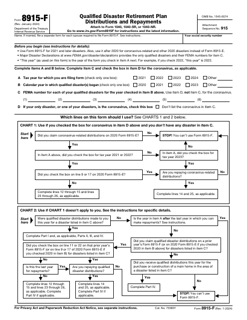 IRS Form 8915-F Qualified Disaster Retirement Plan Distributions and Repayments