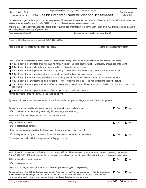 IRS Form 14157-A  Printable Pdf