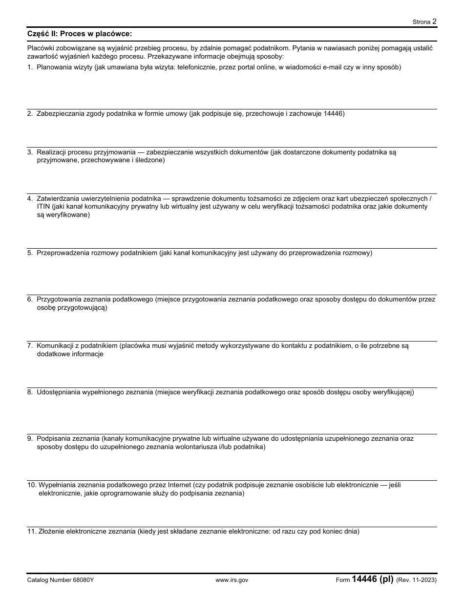 IRS Form 14446 (PL) Virtual Vita / Tce Taxpayer Consent (Polish), Page 2