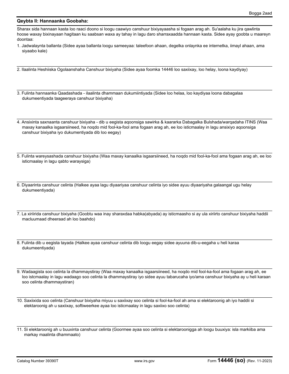 IRS Form 14446 (SO) Virtual Vita / Tce Taxpayer Consent (Somali), Page 2