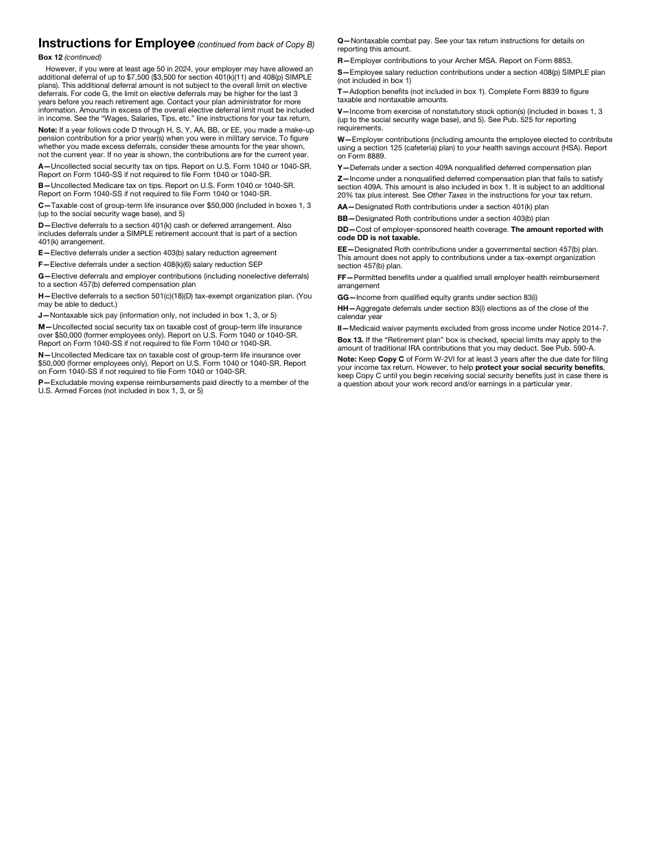 IRS Form W-2VI U.S. Virgin Islands Wage and Tax Statement, Page 7