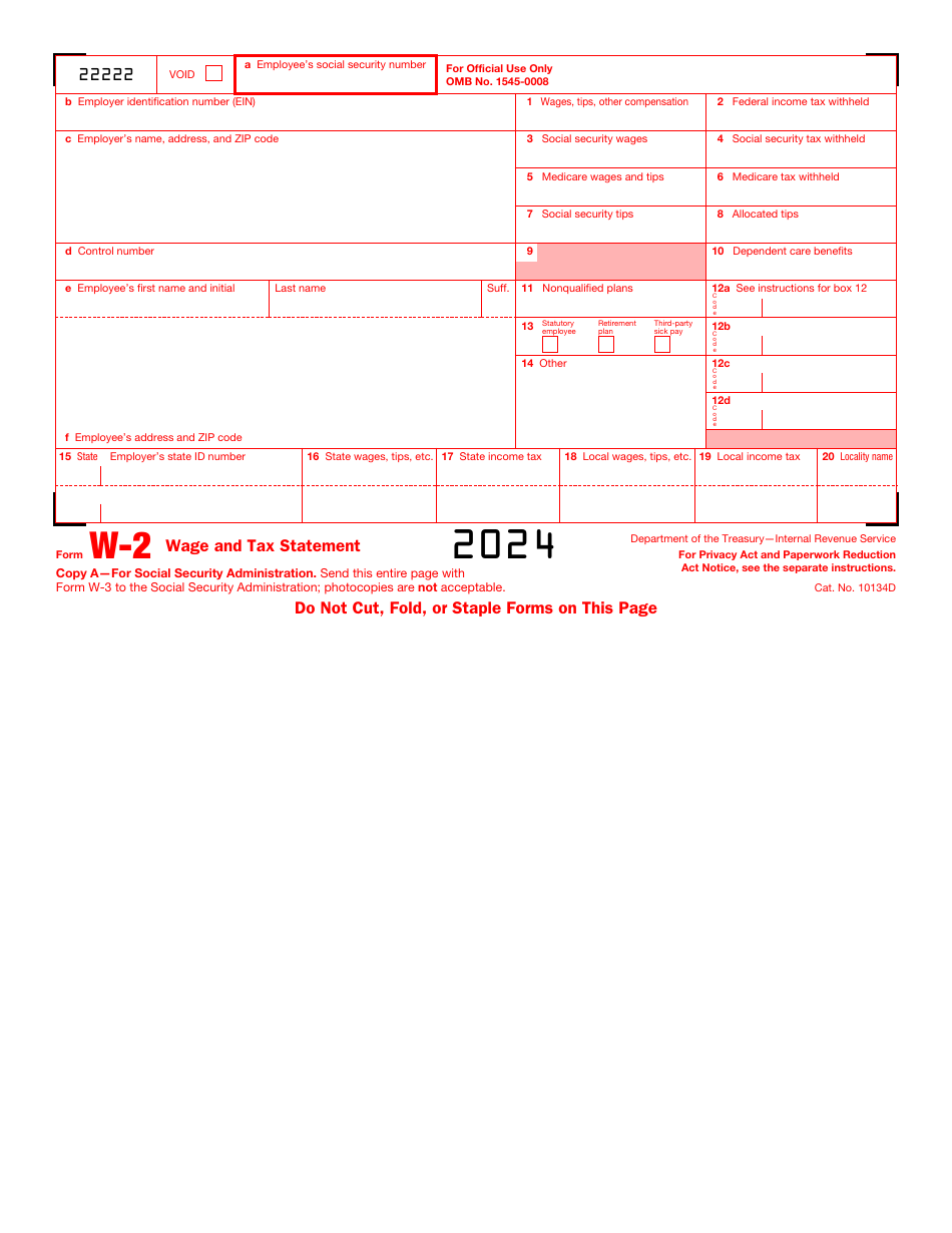 IRS Form W-2 Wage and Tax Statement, Page 2