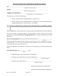 Document preview: Tenant's Notice of Landlord's Failure to Comply - Kansas