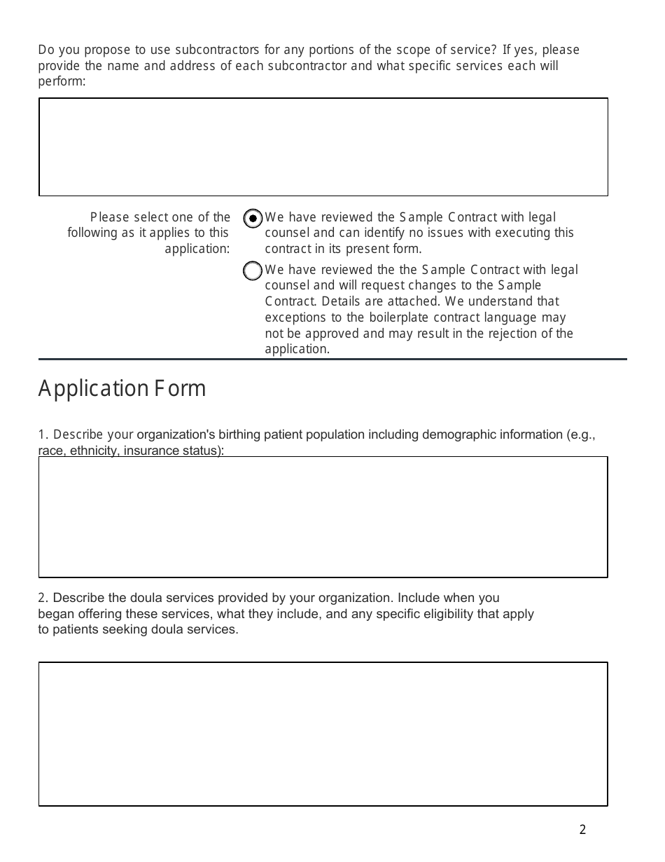 Attachment 1 Rfa Doula Services Pilot Application Form - Tennessee, Page 2