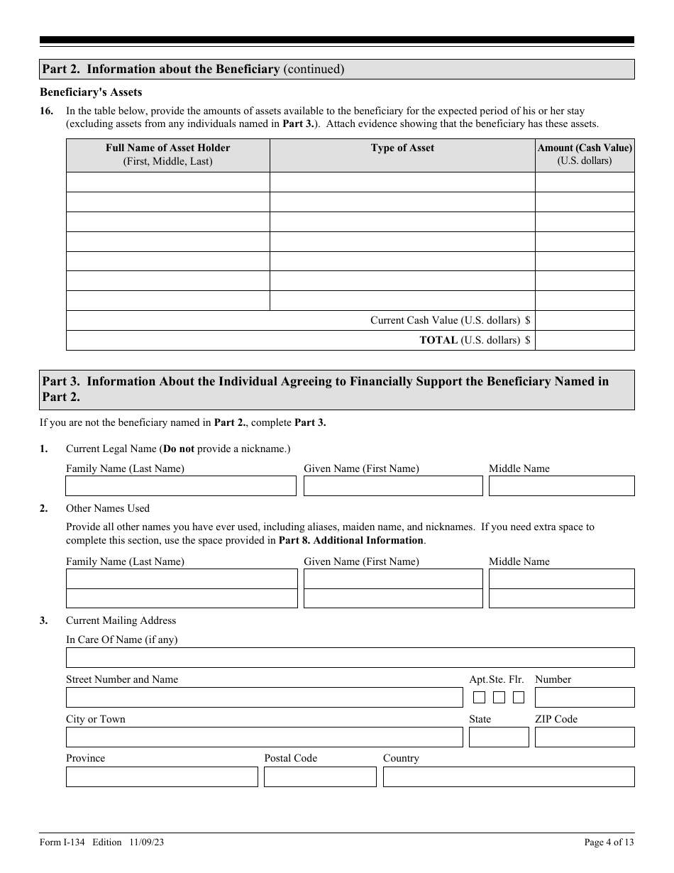 USCIS Form I-134 Declaration of Financial Support, Page 4