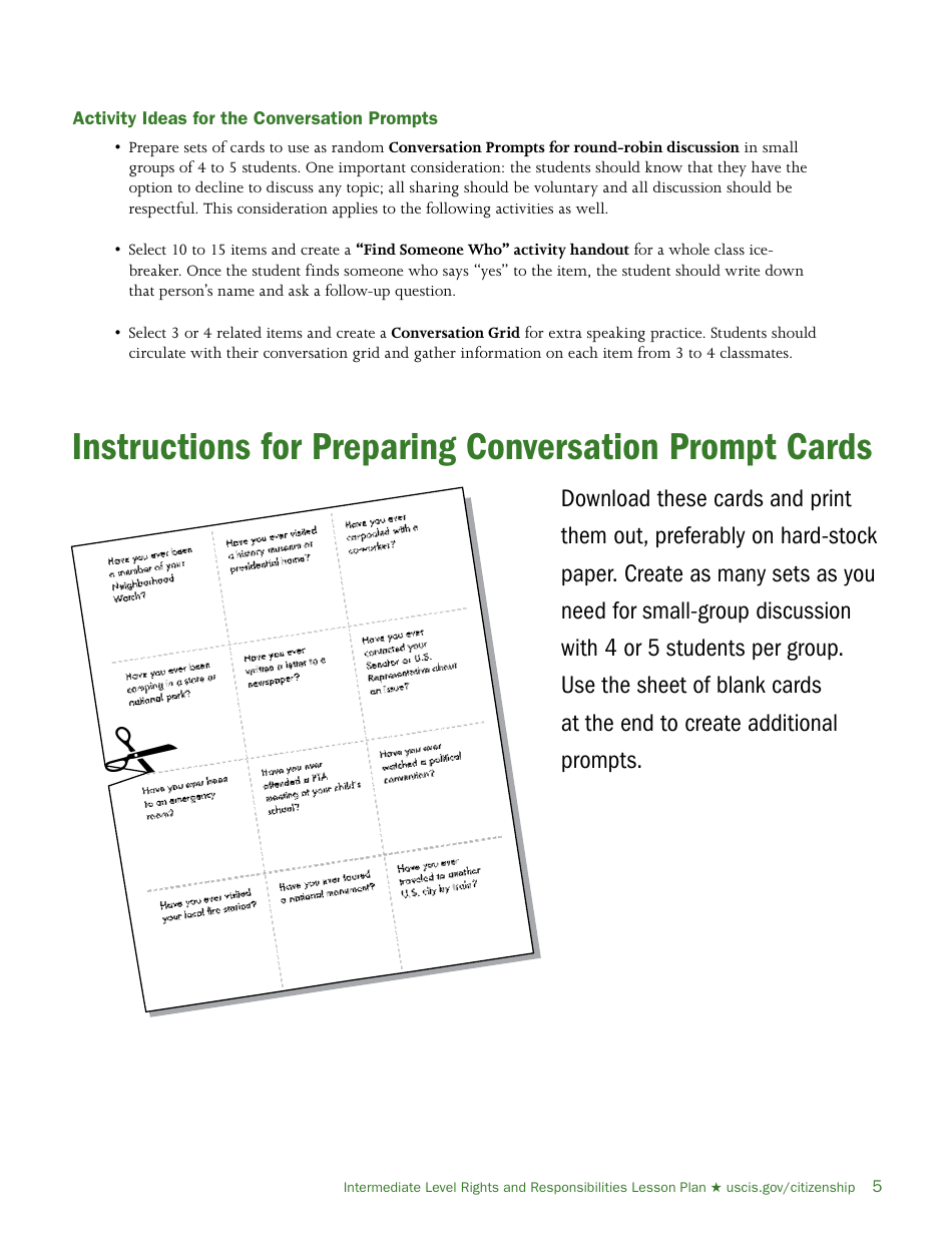Rights and Responsibilities - Intermediate Level Lesson Plan, Page 5