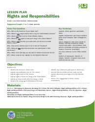 Document preview: Rights and Responsibilities - Intermediate Level Lesson Plan