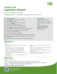 Document preview: Legislative Branch - Intermediate Level Lesson Plan