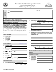 Document preview: USCIS Form G-884 Request for the Return of Original Documents