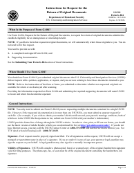 Document preview: Instructions for USCIS Form G-884 Request for the Return of Original Documents