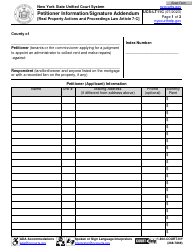 Form UCS-LT11C Petitioner Information/Signature Addendum - New York