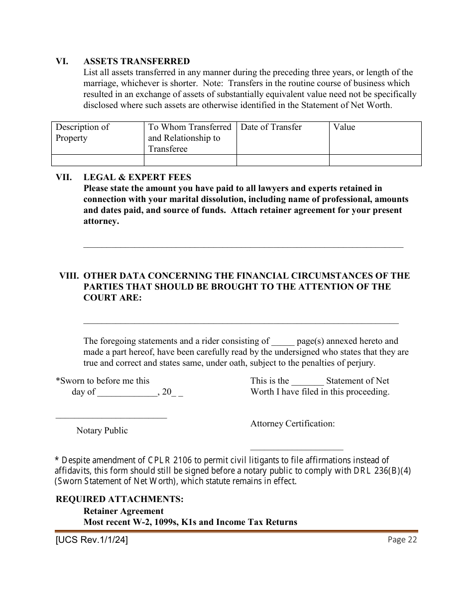 Statement of Net Worth - New York, Page 22