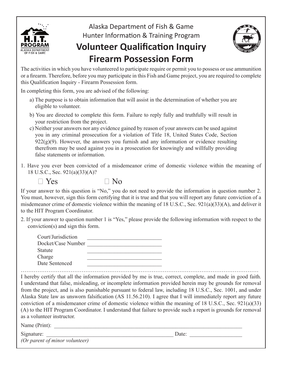 Volunteer Instructor Application Form - Hunter Information  Training Program - Alaska, Page 4