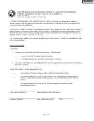 Document preview: State Form 56113 Certification of Provision of Perinatal Hospice Information (Time of Diagnosis of a Lethal Fetal Anomaly) - Indiana