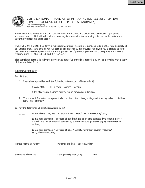State Form 56113  Printable Pdf
