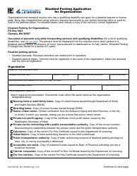 Form DLE-420-529 Disabled Parking Application for Organizations - Washington