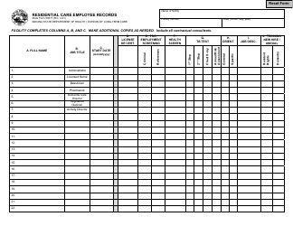 State Form 53877 Residential Care Employee Records - Indiana