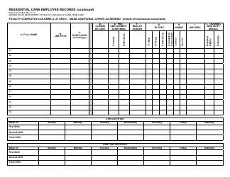 State Form 53877 Residential Care Employee Records - Indiana, Page 2
