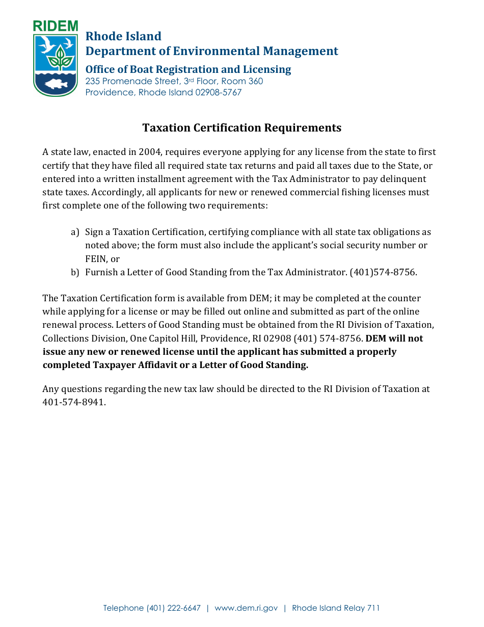 Non-resident Standard Fishing License Application - Rhode Island, Page 2