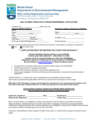 Student Shellfish License New/Renewal Application - Rhode Island