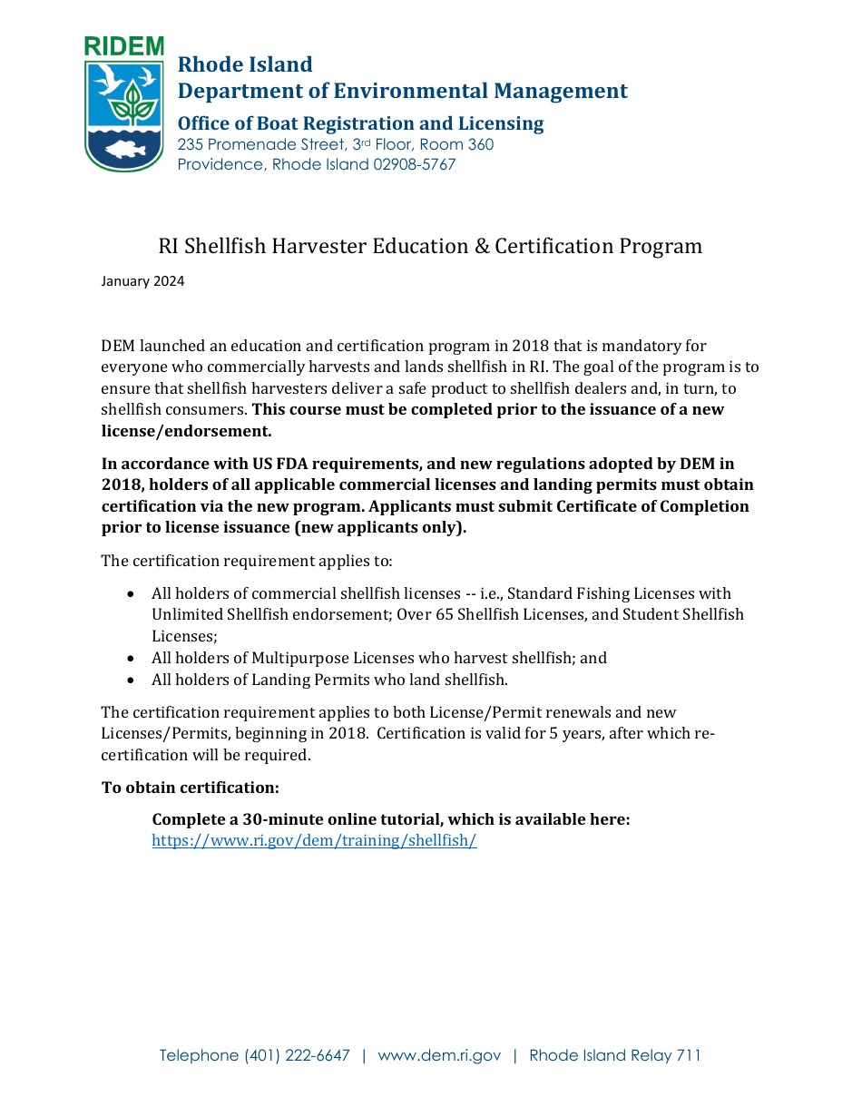 Student Shellfish License New / Renewal Application - Rhode Island, Page 2