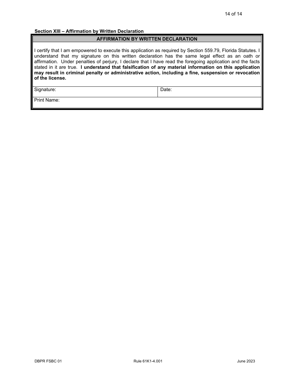 Form DBPR FSBC01 Application for Amateur Sanctioning Organization - Florida, Page 14