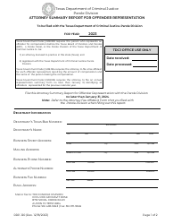 Form RRP-120 Attorney Summary Report for Offender Representation - Texas