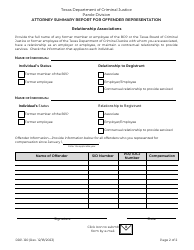 Form RRP-120 Attorney Summary Report for Offender Representation - Texas, Page 2
