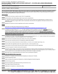 Document preview: Form DOT TR-0413 Encroachment Permit Application Checklist - Utilities (Including Broadband) - California