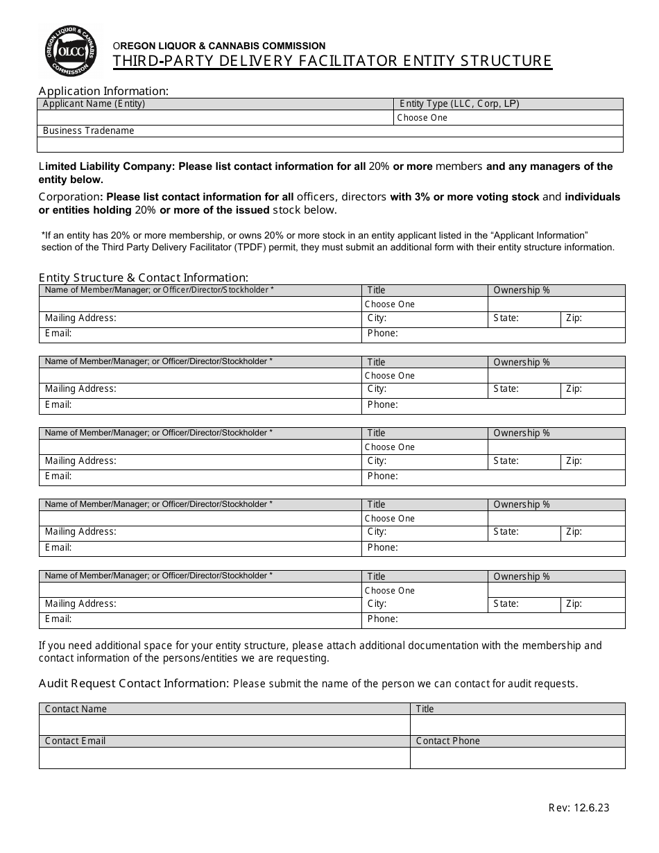 Third-Party Delivery Facilitator Permit Application - Oregon, Page 4