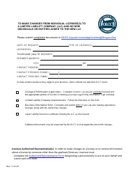 Document preview: Change From Individual Licensee to Limited Liability Company - Oregon