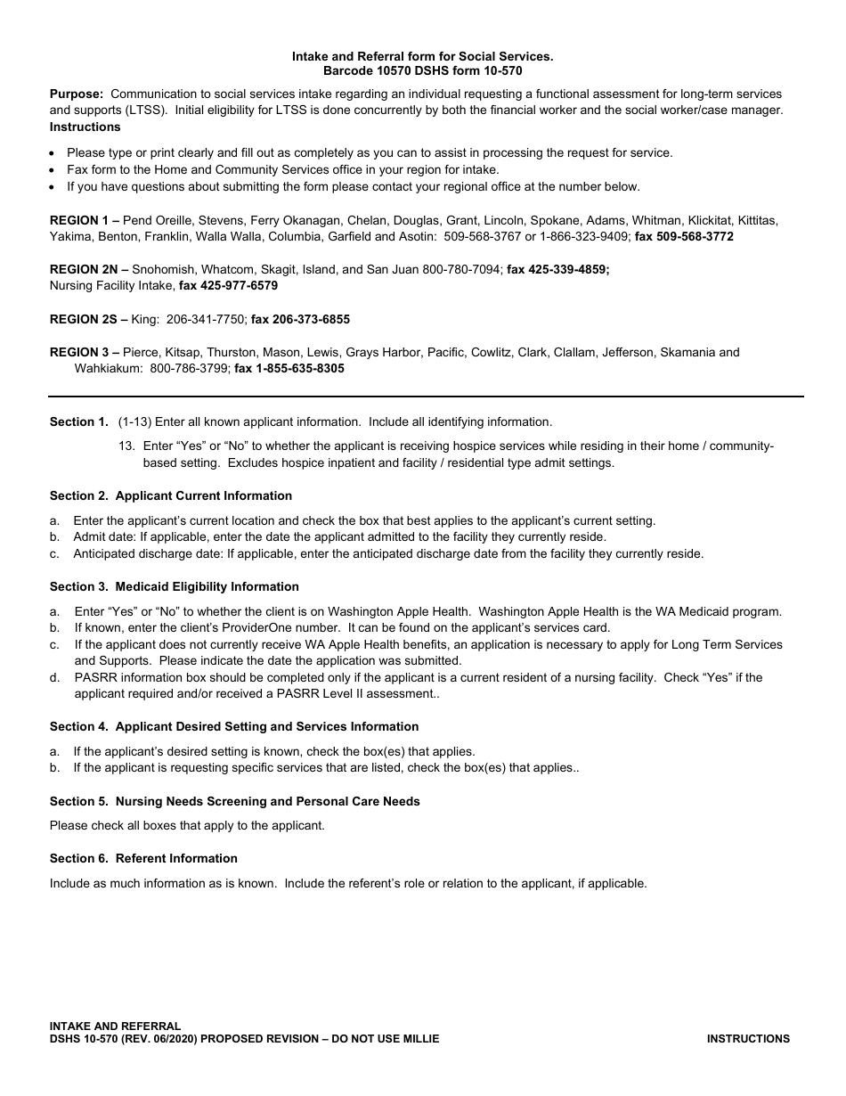 DSHS Form 10-570 Intake and Referral - Washington, Page 2