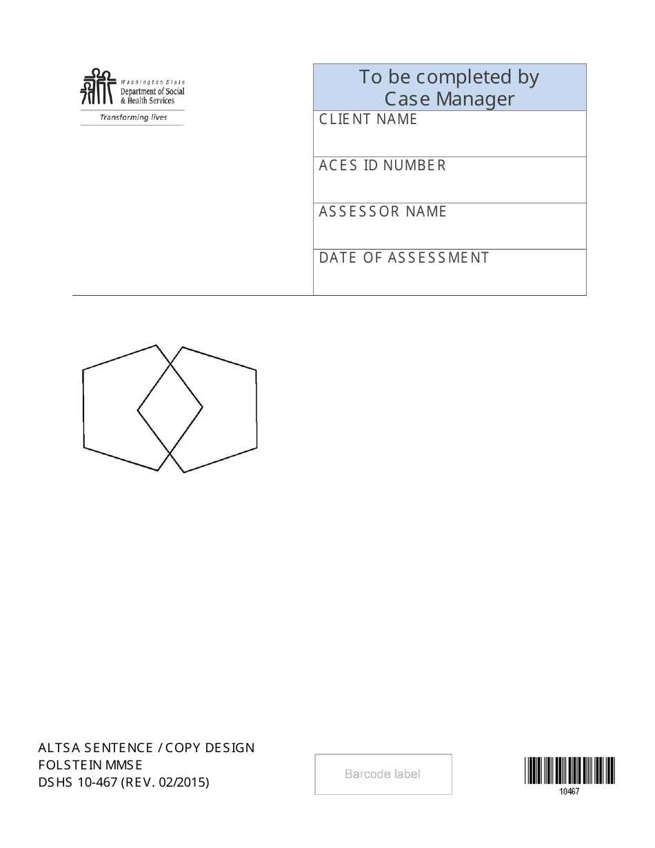 DSHS Form 10-467 Altsa Sentence / Copy Design Folstein Mmse - Large Print - Washington, Page 2