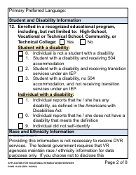 DSHS Form 11-022 Application for Vocational Rehabilitation Services (Large Print) - Washington, Page 2