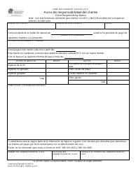 Document preview: DSHS Formulario 18-720 Aviso De Responsabilidad Del Cliente - Washington (Spanish)