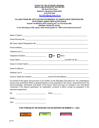 Document preview: Application for Renewal of Issuer Agent Registration - Maryland