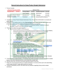 Hemp Product Sample Submission Form - Utah