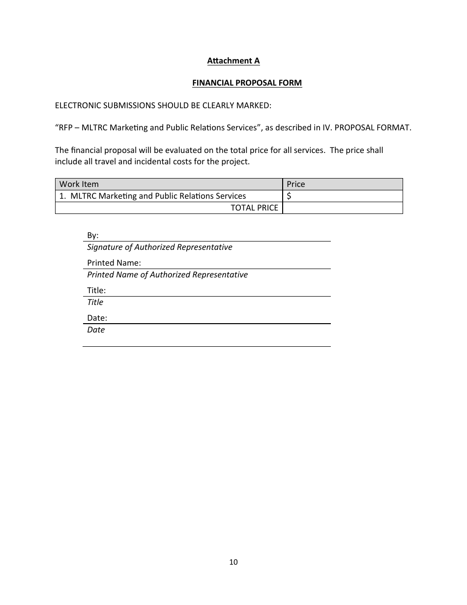 Small Procurement - Request for Proposals - Consultant Services - Marketing and Public Relations - Maryland, Page 10