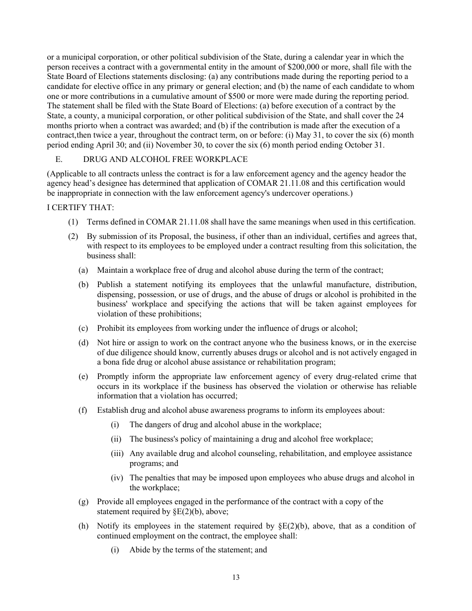 Attachment D Contract and Contract Affidavit - Consultant Services - Marketing and Public Relations - Maryland, Page 13