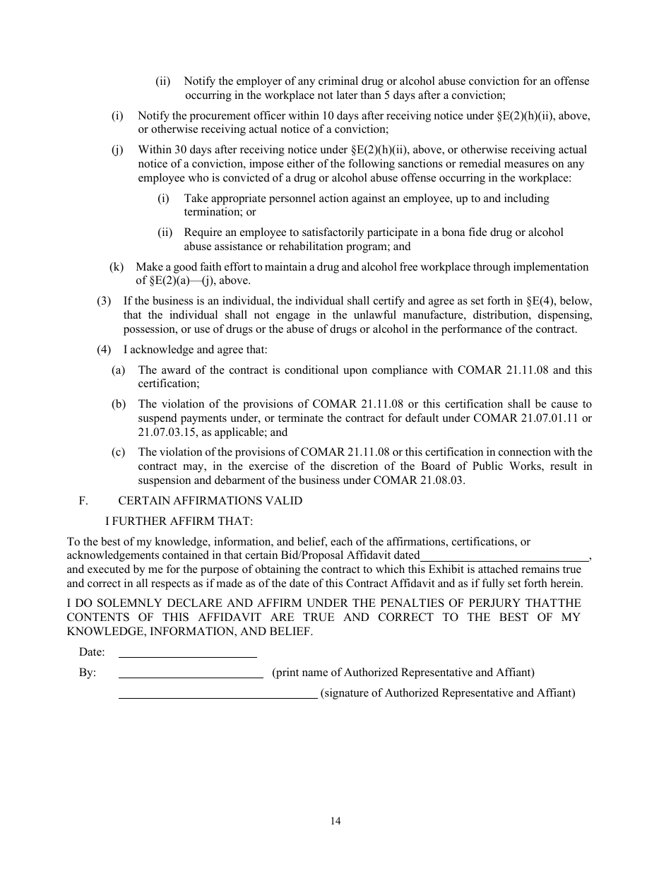 Attachment D Contract and Contract Affidavit - Consultant Services - Marketing and Public Relations - Maryland, Page 14