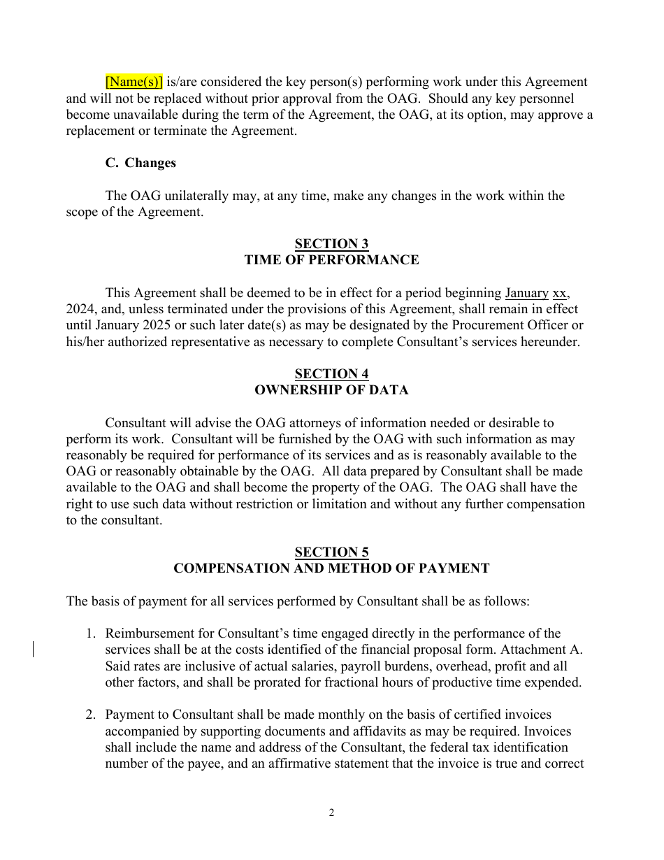 Attachment D Contract and Contract Affidavit - Consultant Services - Marketing and Public Relations - Maryland, Page 2